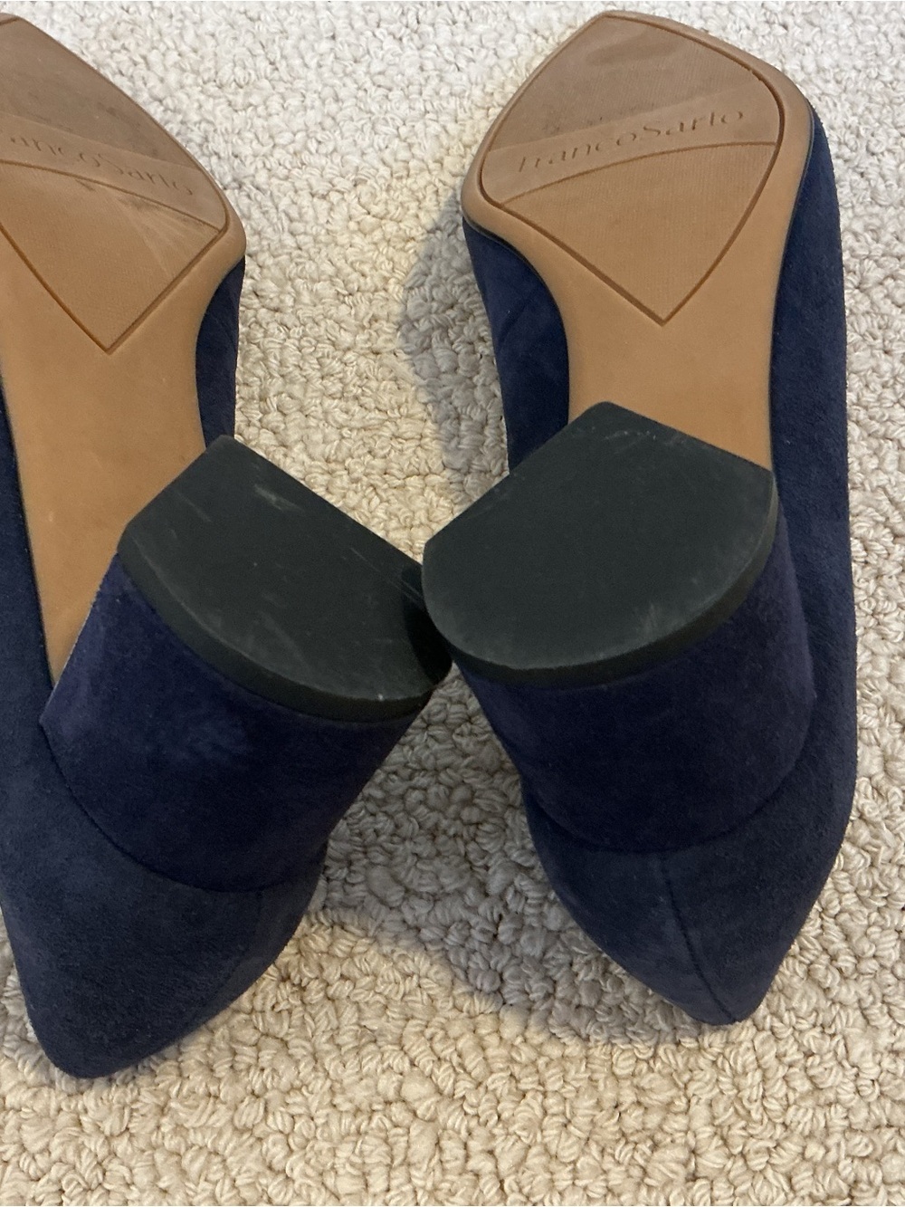 Franco Sarto Navy Suede Pointed Toe Pumps - Picture 7 of 9
